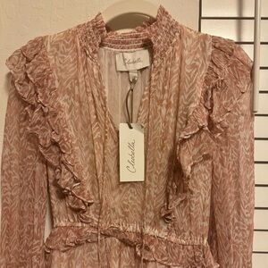 Cleobella dusty pink ruffled mini dress, size XS, with tags